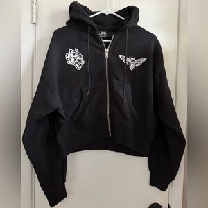 Darc Sport She 165/1000 Black Zip Cropped Hoodie, Size Medium NWOT